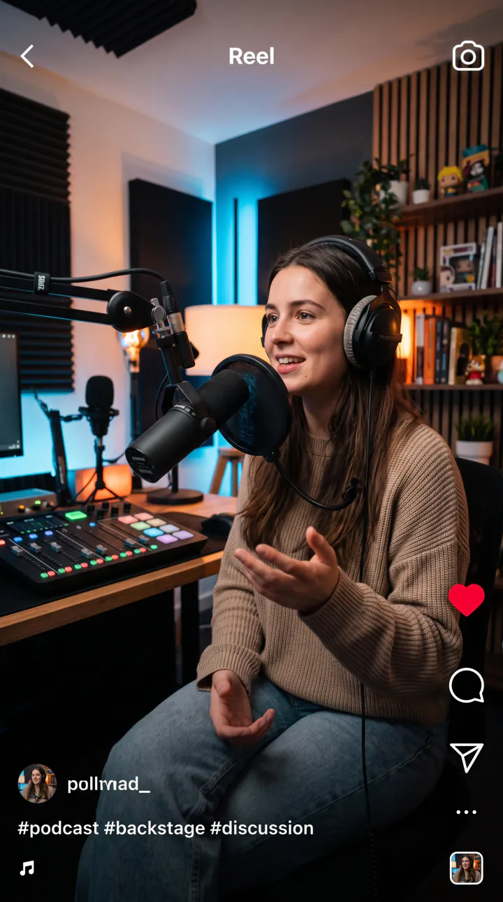 Une participante au micro pendant son interview, au format d’un reel